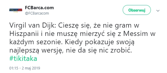 Szczere słowa Van Dijka